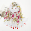 Lovely Polka Floral Tassel Viscose Shawl Scarf