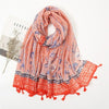 Lovely Polka Floral Tassel Viscose Shawl Scarf