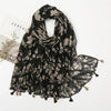 Lovely Polka Floral Tassel Viscose Shawl Scarf