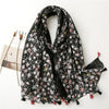 Lovely Polka Floral Tassel Viscose Shawl Scarf