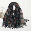 Lovely Polka Floral Tassel Viscose Shawl Scarf