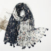 Lovely Polka Floral Tassel Viscose Shawl Scarf