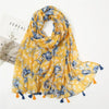 Lovely Polka Floral Tassel Viscose Shawl Scarf