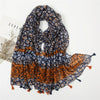 Lovely Polka Floral Tassel Viscose Shawl Scarf