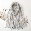 Lovely Polka Floral Tassel Viscose Shawl Scarf