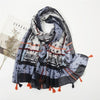 Lovely Polka Floral Tassel Viscose Shawl Scarf