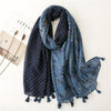 Lovely Polka Floral Tassel Viscose Shawl Scarf