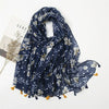 Lovely Polka Floral Tassel Viscose Shawl Scarf