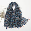 Lovely Polka Floral Tassel Viscose Shawl Scarf