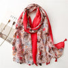 Lovely Polka Floral Tassel Viscose Shawl Scarf