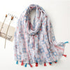 Lovely Polka Floral Tassel Viscose Shawl Scarf