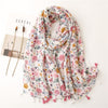 Lovely Polka Floral Tassel Viscose Shawl Scarf