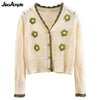 2021 Spring Autumn Women Hollow Out Knitted Cardigan Lady Sweet Floral