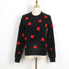 2021 Spring Embroidery Heart Women Sweater O Neck Kawaii Fashion