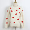 2021 Spring Embroidery Heart Women Sweater O Neck Kawaii Fashion