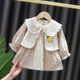 2021 Spring Infant Baby Girl Dress Casual Print Long Sleeve Dresses