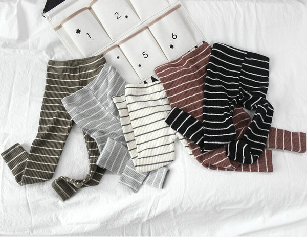 2021 Spring New Kids Striped Leggings Korean Style Children Basic