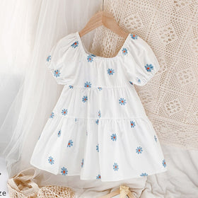 Sweet Blue Flowers Baby Girl Dress