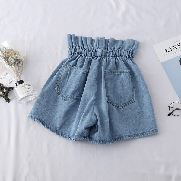 2021 Summer High Waist Denim Shorts Women Casual Loose Ladies Lace up