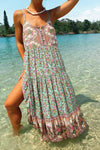 2021 Summer New Bohemian Long Dress Floral Print Suspender Sexy Dress