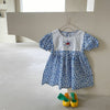 Baby Girls Blue Floral Printed Dresses
