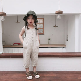 Unisex Kids Overalls Linen Sleeveless