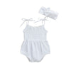 2021 Summer Solid Newborn Baby Girls Cotton Linen Bodysuits Sleeveless