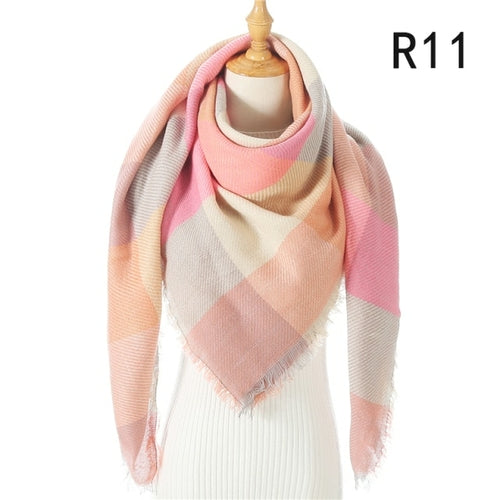 2021 Women Cashmere Winter Scarf Knit Pashmina Bandana Plaid Female