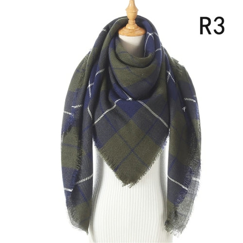 2021 Women Cashmere Winter Scarf Knit Pashmina Bandana Plaid Female