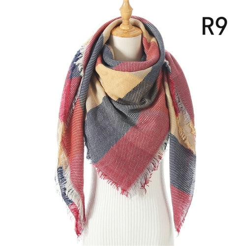 2021 Women Cashmere Winter Scarf Knit Pashmina Bandana Plaid Female