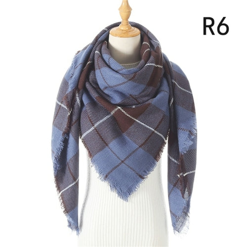 2021 Women Cashmere Winter Scarf Knit Pashmina Bandana Plaid Female