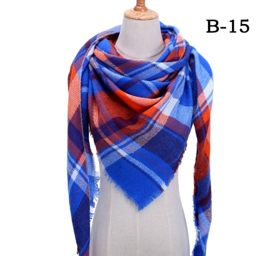 2021 Women Cashmere Winter Scarf Knit Pashmina Bandana Plaid Female