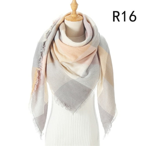 2021 Women Cashmere Winter Scarf Knit Pashmina Bandana Plaid Female