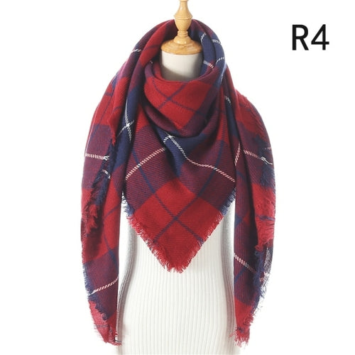 2021 Women Cashmere Winter Scarf Knit Pashmina Bandana Plaid Female