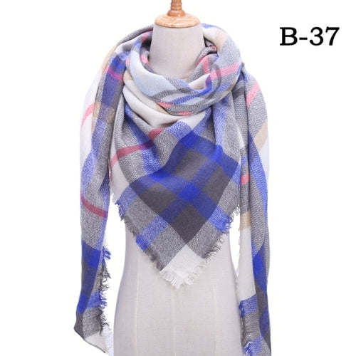 2021 Women Cashmere Winter Scarf Knit Pashmina Bandana Plaid Female