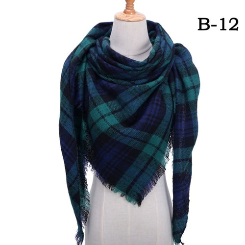 2021 Women Cashmere Winter Scarf Knit Pashmina Bandana Plaid Female