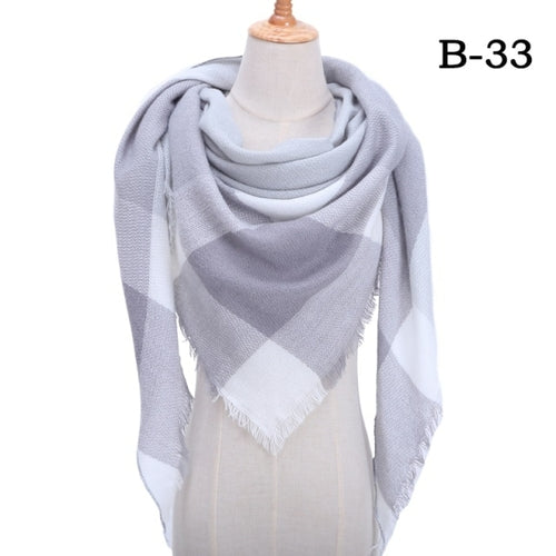 2021 Women Cashmere Winter Scarf Knit Pashmina Bandana Plaid Female