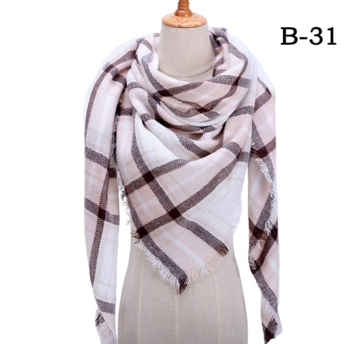 2021 Women Cashmere Winter Scarf Knit Pashmina Bandana Plaid Female