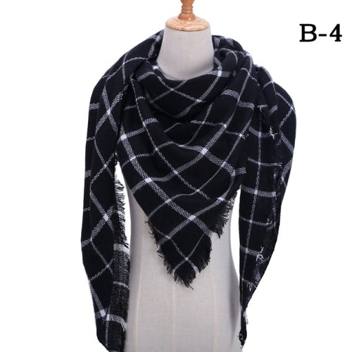 2021 Women Cashmere Winter Scarf Knit Pashmina Bandana Plaid Female