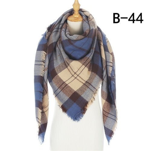 2021 Women Cashmere Winter Scarf Knit Pashmina Bandana Plaid Female