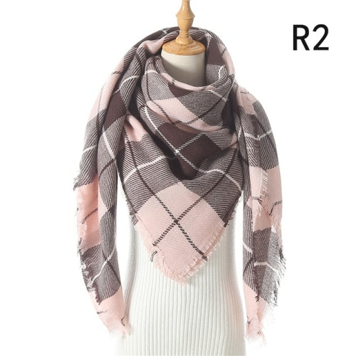 2021 Women Cashmere Winter Scarf Knit Pashmina Bandana Plaid Female