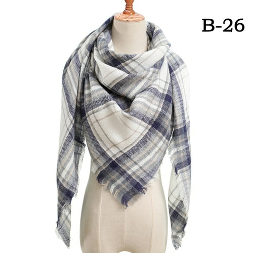 2021 Women Cashmere Winter Scarf Knit Pashmina Bandana Plaid Female