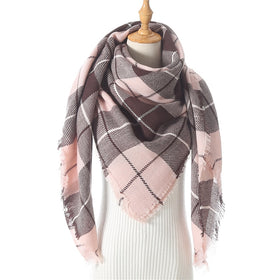 2021 Women Cashmere Winter Scarf Knit Pashmina Bandana Plaid Female