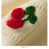 2021 autumn embroidery cherry knitted sweater cardigans women's new V