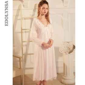 2022 Lace Sleepwear Bride Long Nightgowns Female Sweet Princess