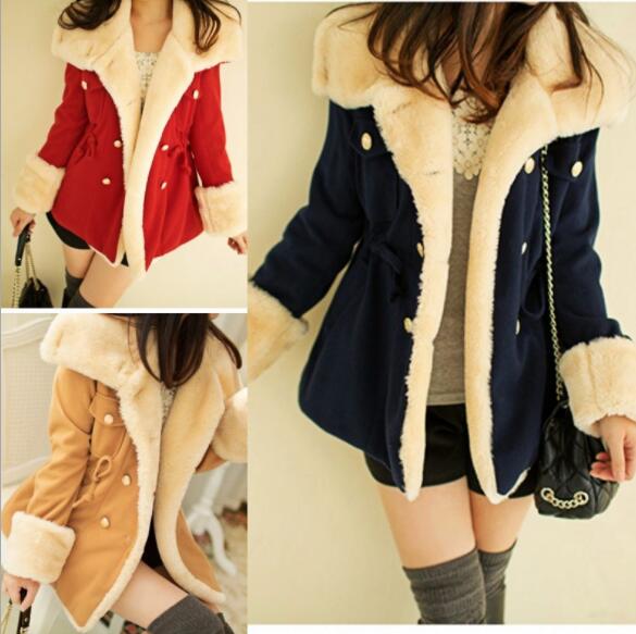 2022 Winter Autumn Warm Coats Woolen Slim Double Breasted Thick Coat