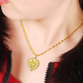 24K Yellow Gold Necklace Beautiful Women Necklace Top Quality Necklace