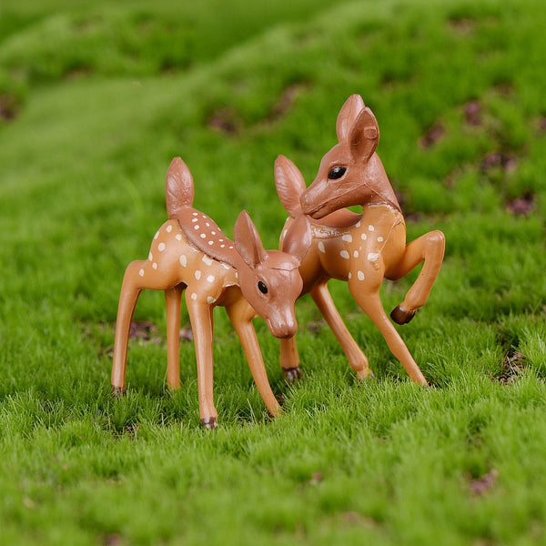 2PCS Artificial Mini Sika Deer Giraffe Fairy Garden Miniatures Gnomes