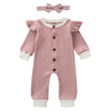 2Pcs Set Cute Newborn Baby Girls Rompers Ruffles Long Sleeve Cotton