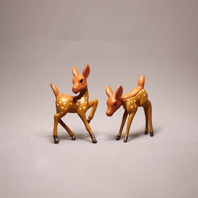 2pcs/Set Artificial Mini Sika Deer Fairy Garden Miniatures Gnomes Moss